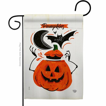 CUADRILATERO 13 x 18.5 in. Pumpkins Night Garden Flag with Fall Halloween Double-Sided Decorative Vertical Flags CU3898629